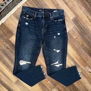 Old Navy Straight Taper Distressed Men’s Dark Wash Jeans Size 34x32 Used